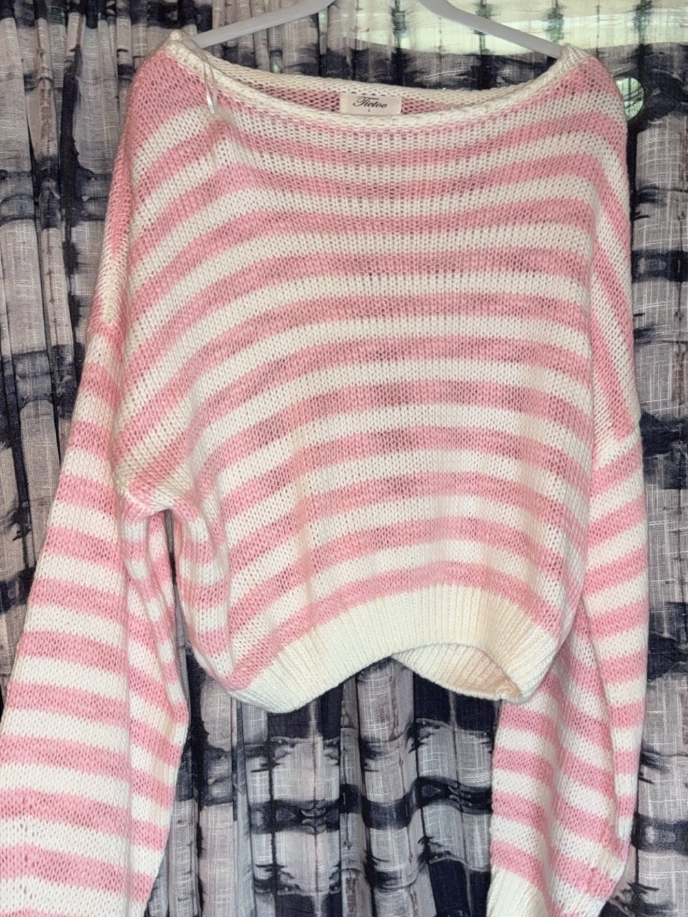 Tic Toc Pink & White Striped Women's Sweater